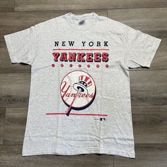 Vintage 90s New York Yankees Team Hanes T-Shirt XL USA 1992 Single Stitch - Picture 1 of 9